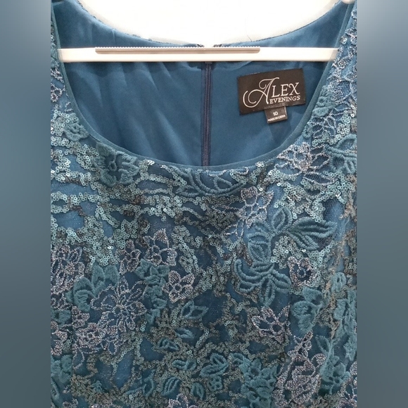 Alex Evenings Long Embroidered Cap Sleeve Dress - Picture 5 of 6